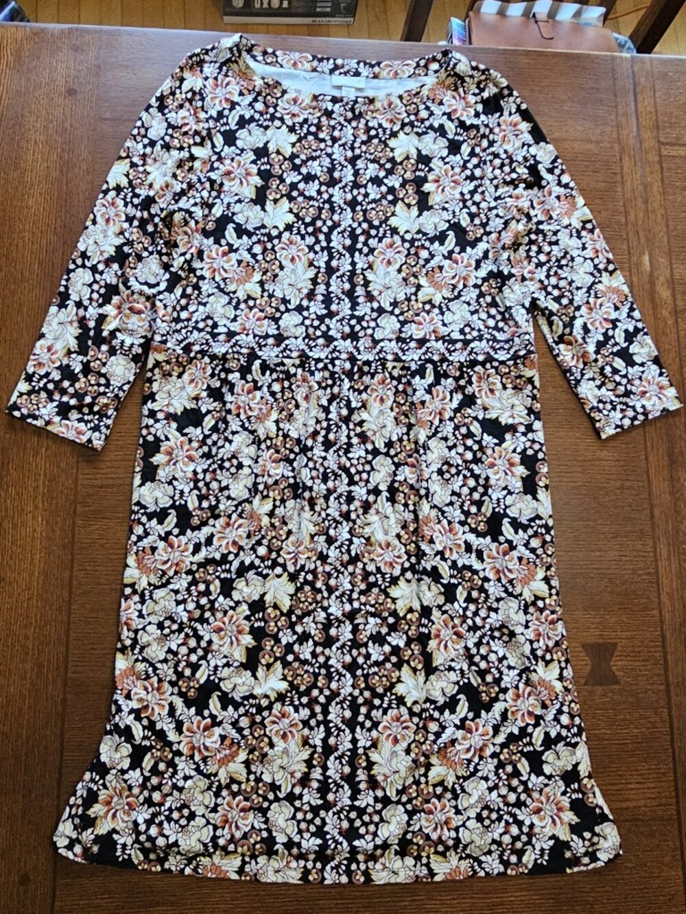 J. Jill Floral 3/4 Sleeve Jersey Dress Medium